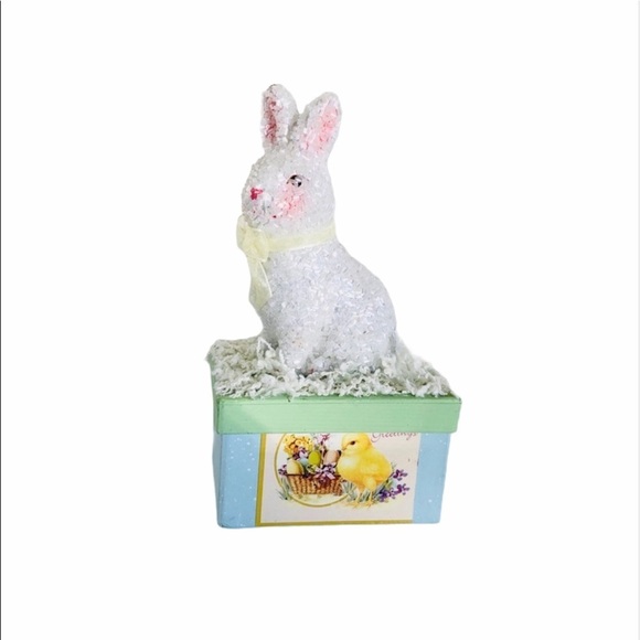 White Beaded Easter Bunny Storage/ Gift Box - Picture 1 of 10